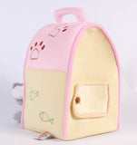 back view Plush Cat House with Five Kitties and Travel Carrying Case