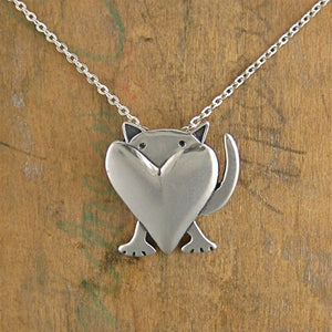 Sterling Silver Peek-a-Cat Charm Necklace by Mark Poulin