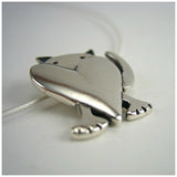 side view Sterling Silver Peek-a-Cat Charm Necklace by Mark Poulin