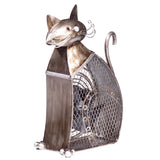 side view Deco Breeze Metallic Sculpture Cat Figurine Desk Fan