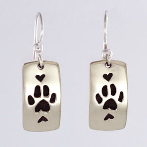 Paw Print and Hearts Wire Earrings by Far Fetched