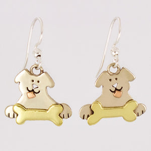 Cute Dog with a Bone Wire Earrings Mima & Oly by Far Fetched