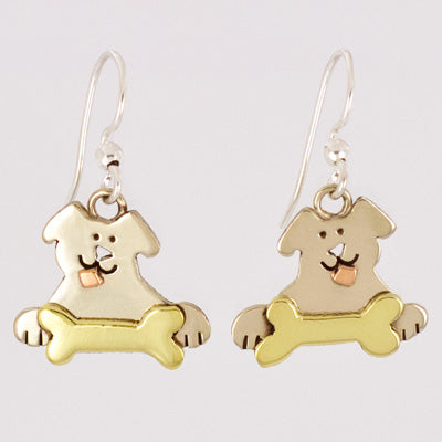 Cute Dog with a Bone Wire Earrings Mima & Oly by Far Fetched