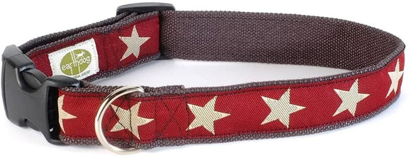 Earthdog Adjustable Hemp Dog Collar - Red Star