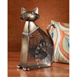 Metallic Sculpture Cat Figurine Desk Fan