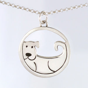 Sterling Silver Happy Dog Cutout Necklace by Far Fetched