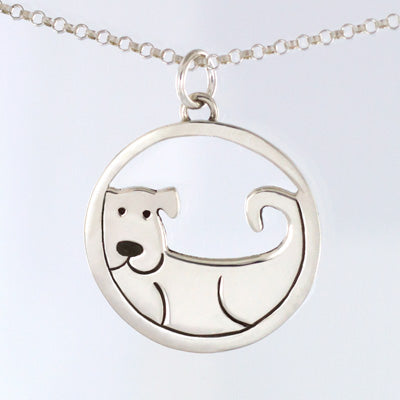 Sterling Silver Happy Dog Cutout Necklace by Far Fetched