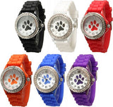 Paw Print Silicone Watch with Crystals