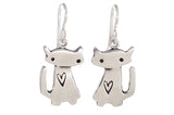 white background image Sterling Silver Little Charm Space Cat Earrings by Mark Poulin