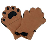 Brown Puppy Bear Hands Paw Fleece Mittens for Kids