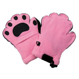 Bear Hands Paw Fleece Mittens for Kids Pink Kitty