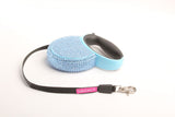 side view Crystal Retractable Dog Leash by FabuLeash Blue