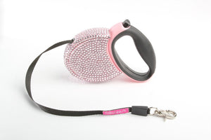 Crystal Retractable Dog Leash by FabuLeash Blue and Rose