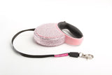 side view of Crystal Retractable Dog Leash by FabuLeash Rose