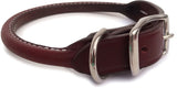 Burgundy Handcrafted Rolled Round Leather Dog Collar by Auburn Leather