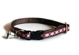 Cheengoo Argyle Pink and Chocolate Adjustable Cat Collar