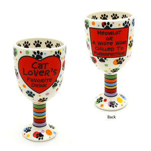 Cat Lover's Ceramic Wine Goblet by Our Name is Mud