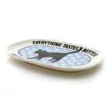 flat view Everything Taste Better With Cat Hair Oval Ceramic Platter