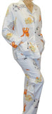 Cat Print Pajama Set - Light Weight Cotton Flannel