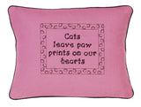 Cats Leave Paw Prints on our Hearts Embroidered Accent Pillows