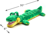 close up Long Body Squeaker Mat Dog Toy - Gator by Outward Hound