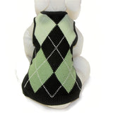 back green Argyle Sleeveless Dog Sweater Vest by Gooby