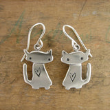 Sterling Silver Little Charm Space Cat Earrings by Mark Poulin