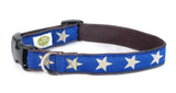 close up Adjustable Hemp Dog Collar by Earthdog - Blue Star