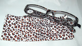 carrying case and Evolution Eyes Designer Reading Glasses Leopard Print