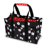 Pet Travel Bag and Organizer Tote-Black with White Paws By Doggy Baggage