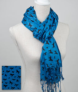 Royal Blue Dog Silhouette Rayon Scarf by Dog Speak