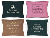 Cat and Dog Themed Embroidered Accent Pillows