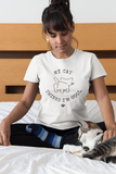 woman wearing white My Cat Thinks I'm Cool Unisex T-Shirt